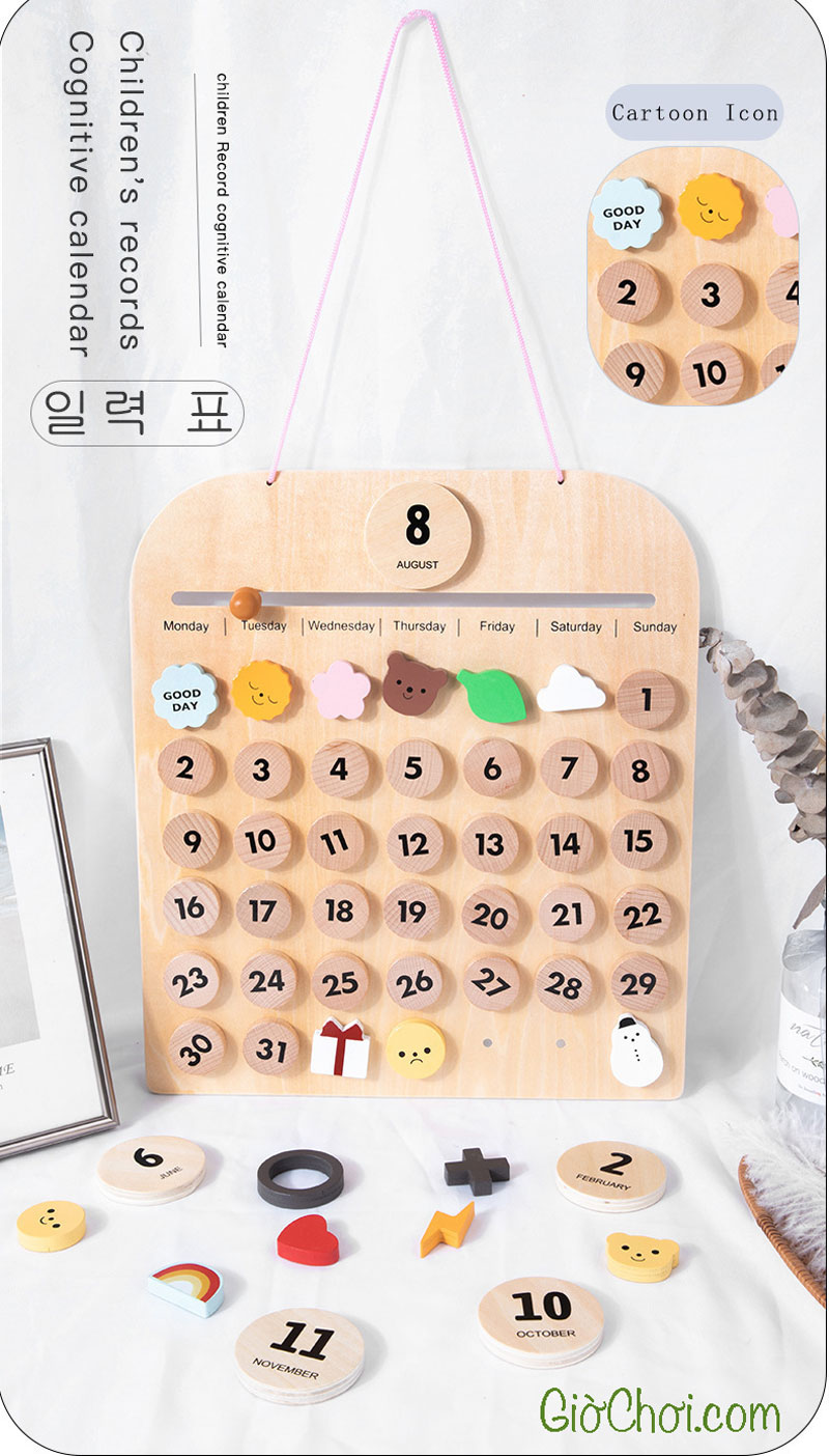 bộ lịch gỗ montessori calendar