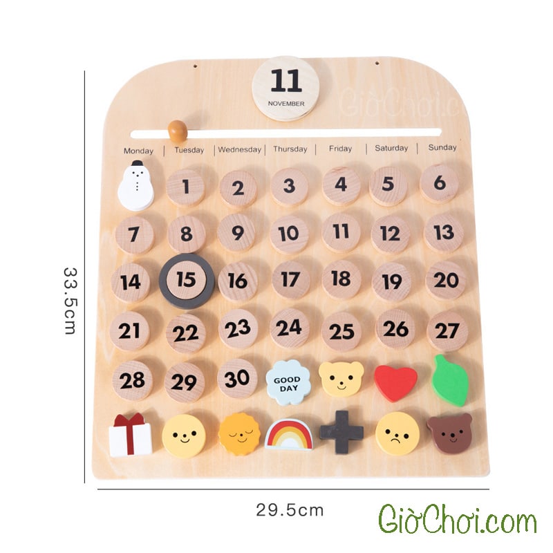 bộ lịch gỗ montessori calendar
